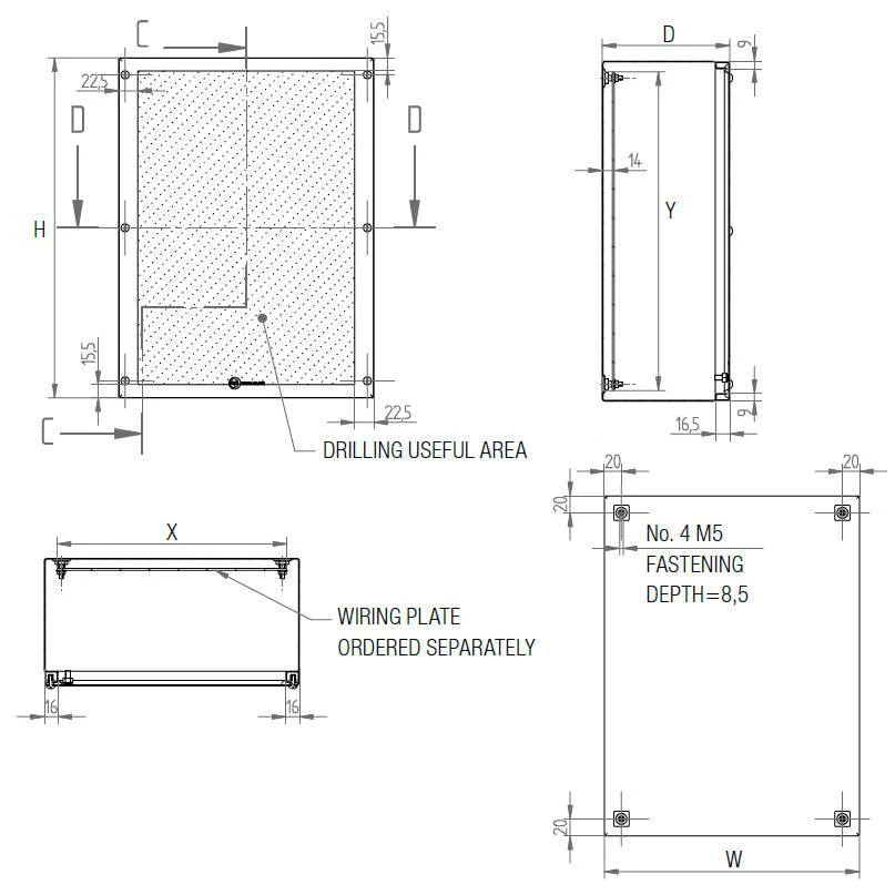 MPGamma SDN404015 - Stainless Steel Electrical Junction Box, Size: 16" x 16" x 6", 304 Stainless Steel, UL Listed - Image 5